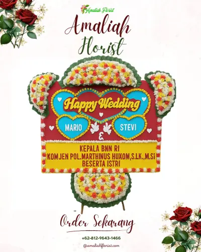Karangan Papan Bunga Pernikahan di Salambue